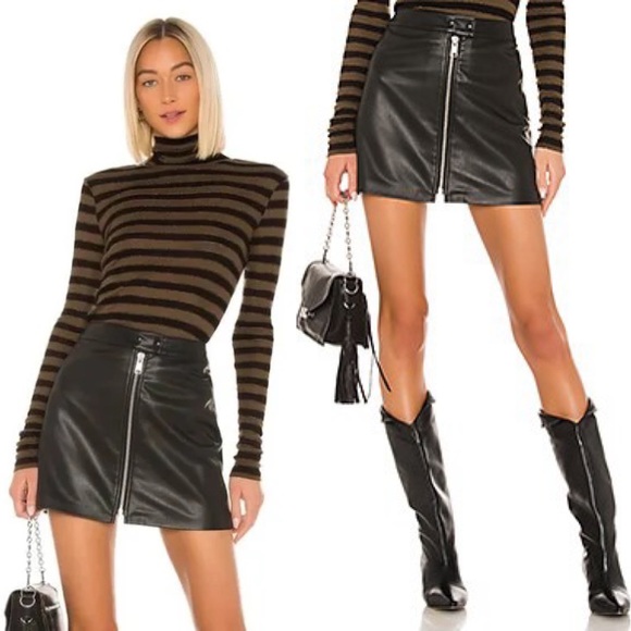 ALLSAINTS Lena Faux Leather Miniskirt Black Size 4 Like New with Zipper Detail